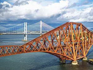 Forth Bridge Drone View Drucke: Forth Bridge from a drone, Queensferry Crossing