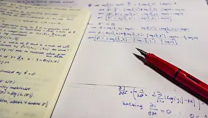 Mathematics Education Drucke: Fountain pen on lecture notes and exercises
