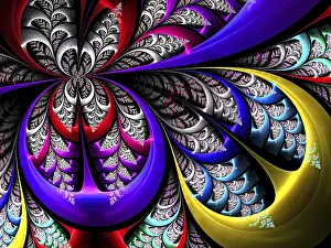 Multicoloured Fractals Drucke: Fractal blurred ornament - abstract computer-generated image