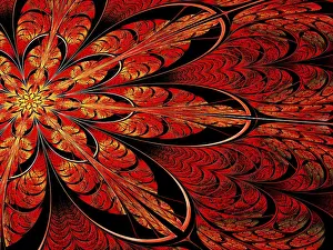 Colorful Decorative Item Drucke: Fractal flower - abstract computer-generated image