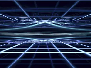 Abstract Computer Generated Image Drucke: Fractal geometry: dark technology or esoteric background with grid