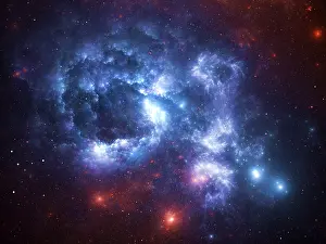 Starry Night Sky Picture Drucke: Fractal nebula - abstract space background