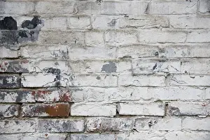 Old Town Background Drucke: Fragment of whitewashed old brick wall