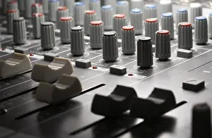 Empty Recording Studio Drucke: Full frame detail of a studio mixer