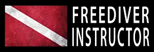 No People Underwater Scene Drucke: Freediver Instructor, Diver Down Flag