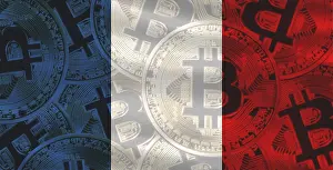 Bitcoin Capital Market Drucke: French flag with Bitcoins in the background