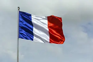 Travel Photography Drucke: French flag, clouds