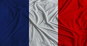 European National Flag Drucke: French flag with fabric texture background