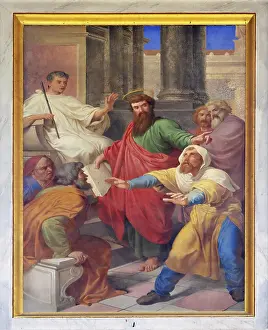 Southern Europe Tourist Attraction Drucke: The fresco with the image of the life of St