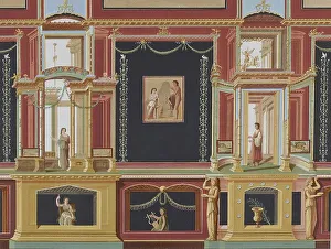 Ancient Roman Civilization Ruins Drucke: Frescoes on the wall of the Temple of Augustus