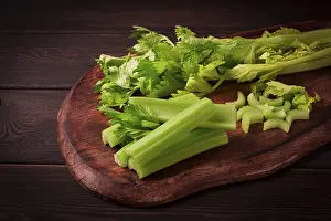 Fresh Celery Drucke: Fresh bunch of celery, top view