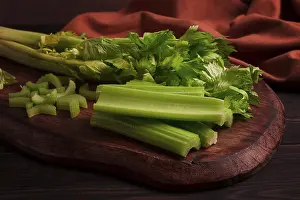 Fresh Celery Drucke: Fresh bunch of celery, top view