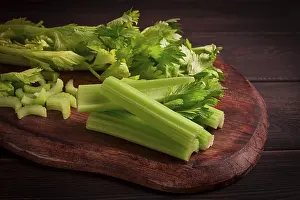 Fresh Celery Drucke: Fresh bunch of celery, top view