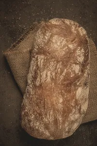 Breakfast Meal Photography Drucke: Fresh whole grain bread, rye, top view