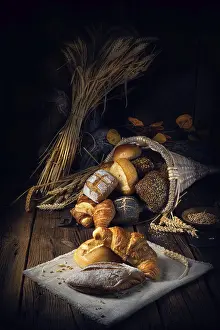 Healthy Baked Goods Drucke: Fresh rolls in a cornea