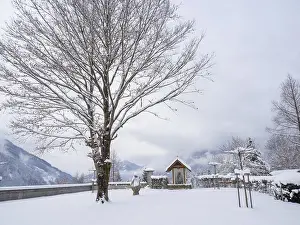 European Sacred Buildings Drucke: Fresh snow, chapel of intercession with intercession bell