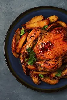 Chicken Meal Ideas Drucke: Fried whole chicken, with potatoes