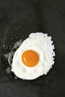 Fried Egg Drucke: Fried egg in black pan