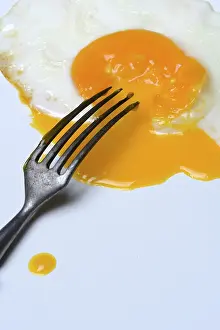 Empty Meal Setting Drucke: Fried egg, fried egg with fork