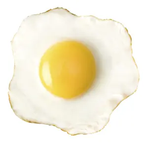 Studio Shot Of Breakfast Dish Drucke: Fried egg isolated on white background