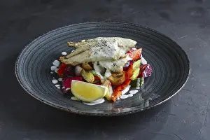Organic Vegetable Cultivation Drucke: Fried fish fillet with grilled beetroot