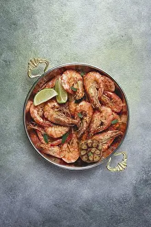 Crustacean Nutrition Facts Drucke: Fried king prawns, in shell, with spices