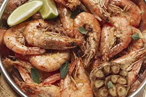 Fried Seafood Drucke: Fried king prawns, in shell, with spices