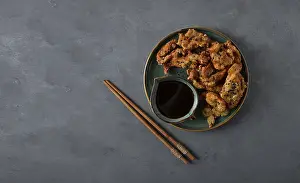 Crispy Fried Chicken Drucke: Fried meat in batter, deep-fried