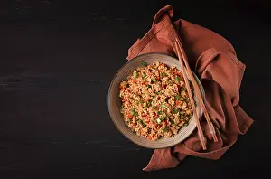 Spicy Vegetable Dish Drucke: Fried Rice, with vegetables and egg