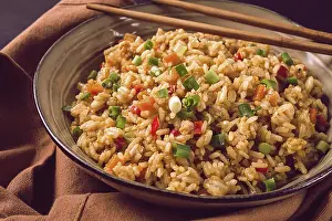 Southeast Asia Food Drucke: Fried Rice, with vegetables and egg