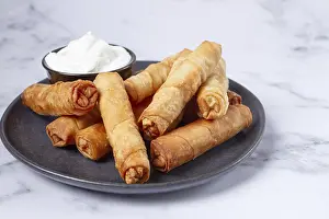 Fried Spring Rolls Drucke: Fried spring rolls with cheese