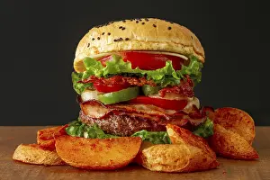 Unhealthy Snack Options Drucke: Fries hamburger