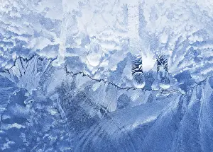 Frosty Window Drucke: Frost and sun on winter window