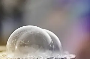 Winter Background Image Drucke: Frozen soap bubbles, colourful background