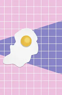 Drucke von Humorvolle gebratene Eier-Hintergrund. Pop-Art. Muster Texturen Und Muster In Modernen Kunstwerken Drucke: Komisches Ei im Hintergrund. Pop-Art. Muster.
