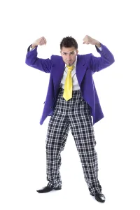 Carnival Costume Drucke: Funny man in large suit posing at camera
