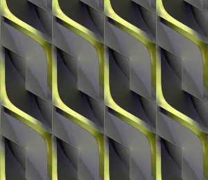 Luxury Interior Decoration Drucke: Futuristic 3D Wallpaper of black and green angular shape