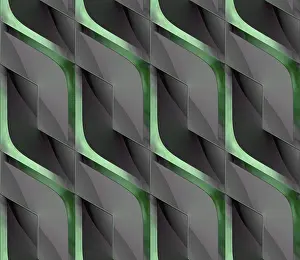 Modern Architecture Design Drucke: Futuristic 3D Wallpaper of black and green angular shape