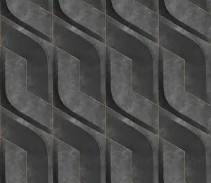 Contemporary Interior Decoration Drucke: Futuristic 3D Wallpaper of black and green angular shape