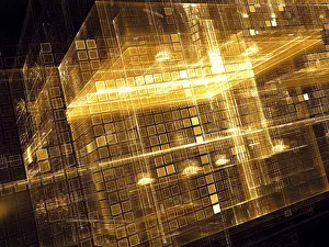 Modern Building Design Drucke: Futuristic cubes - abstract computer-generated image