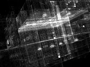 Fractal Pattern Design Drucke: Futuristic cubes - abstract computer-generated image
