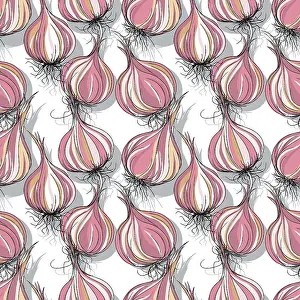 Editable Vector Template Drucke: Garlic repeating pattern, editable vector template