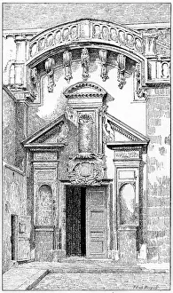 Auguste VITU Artwork Drucke: The side gate of St. Germain de Pres
