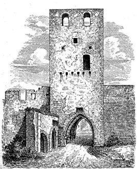 Lower Austria Fortification Drucke: Gate tower of Eggenburg in Lower Austria