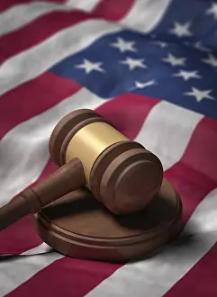 Jurisdiction Image Drucke: Gavel on US flag
