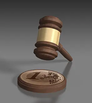 European Flag Symbol Drucke: Gavel in front of grey background