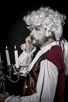 Caucasion Ethnicity Head Shot Drucke: Gentleman rococo era wig