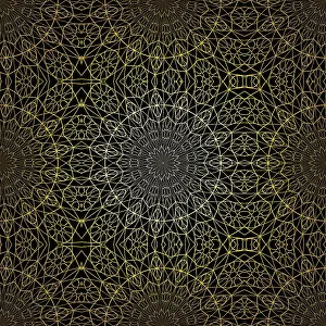 Monochromes Kunstwerk Drucke: Geometrisches Gold-Lätzchen-ungefliester Muster.