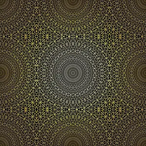 Monochromes Kunstwerk Drucke: Geometrisches Goldkettengewebe ohne Nahtmuster.