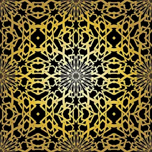 Gold Embellished Ornamentation Drucke: Geometric gold lace seamless pattern